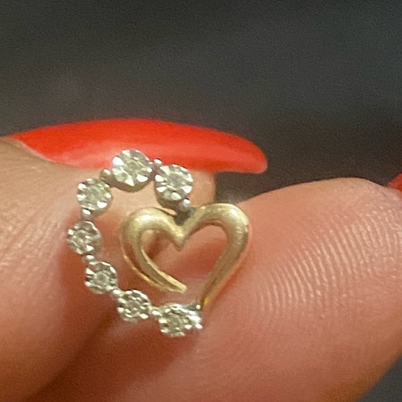 Preowned Kay Jewelers Diamond Small Heart Earrings Sterling Silver 10K Rose Gold - Picture 12 of 14